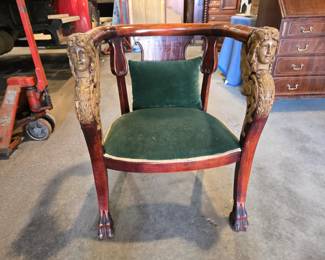 Antique Claw Foot Chair with decorated arms/legs