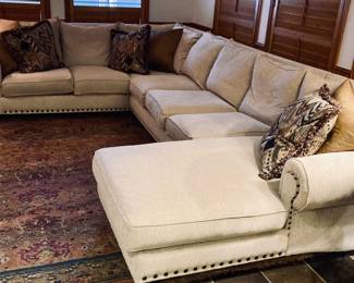 Large Upholstered Living Room Sofa Sectional. 13ft. x 8ft. Beautiful. Top Condition.