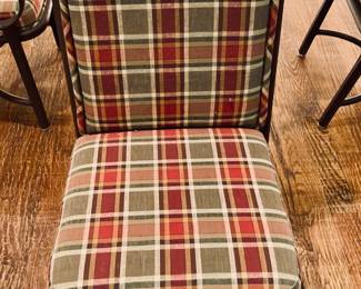 6 Pc. Iron/Sculpted GlassTop 41" Dining Table and Upholstered Chairs.