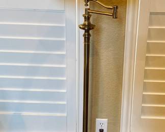 Heavy Vintage Brass Swing Arm Swivel Floor Lamp.