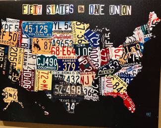 Large License Plate National Map Wall Hanging.