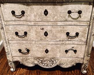French painted Ornate chest of Drawers 3 drawer chest of drawers.