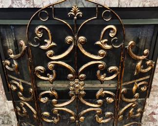 Beautiful Old World 3 Panel Iron Fireplace Screen.