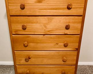 Modern Pine Highboy 5 Drawer Chest/Dresser.