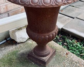 Large Vintage French Urn/Jardiniere/Planter In Cast Iron. 2 Available.