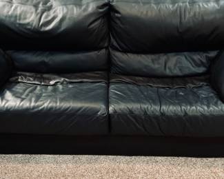 Comfortable Black Leather Living Set. Sofa/Love Seat/Ottoman.