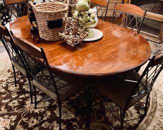 Napa Ridge Oval Table Iron Legs and 4 Iron Side Chairs. w/Leaf 72" x 48".