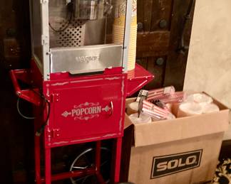 Waring Pro Popcorn Machine on Cart. Popcorn Boxes/Bags.