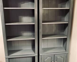 Vintage Painted Wood Bookcases. H74" x W28" x D12".