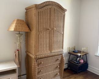 Natural wicker armoire 