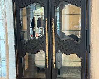 Country French painted mirror back curio