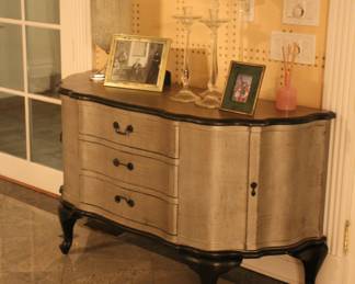 Pair of decorative painted silvered chests
