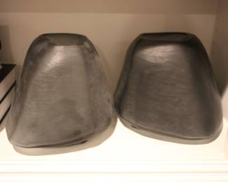 Pair Viterra glass boulder vases