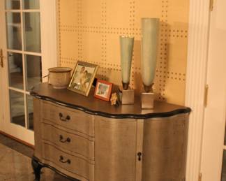 Pair of decorative painted silvered chests