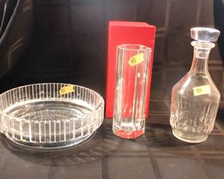 Baccarat Harmonie bowl, vase with box & decanter