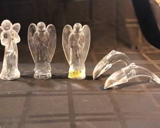 3 Baccarat angels & pair dolphins