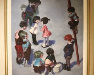 Manuel Monedero original oil on canvas children playing