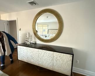 Bernhardt "Adagio" collection capiz shell pair night stands and matching dresser / buffet