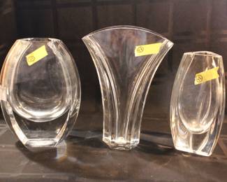 Baccarat Neptune vase, & other vases