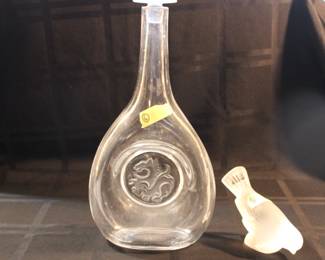 Lalique Chimère dragon decanter & sparrow