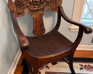 Gothic Style Carved Wood Side Chair