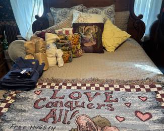 Beautiful bed set with Valentine’s accessories curtain sets, sheet sets, comforter sets, pillows and more