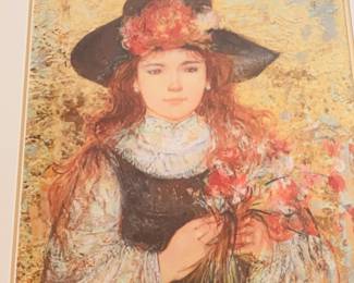 Edna Hibel signed, COA and custom framing--"Amy Rebecca's Floral Garden"