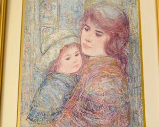 Edna Hibel -signed, COA, and custom framing "The Bonnet"