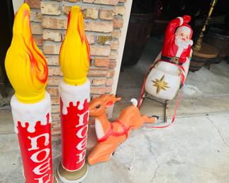 vintage Empire  blow mold "Noel" candle sticks