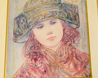 Edna Hibel signed, COA, and custom framing "Musical Memories"