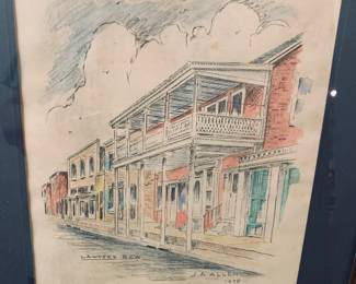 Very nice signed print of Opelousas landmark "Lawyer's Row"