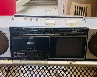 vintage Emerson boom box with built in TV--old school