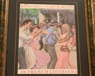 36” by 24” framed “Dancing to Cajun Music in French Louisiana” poster
