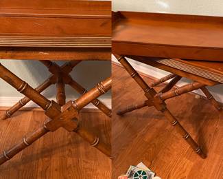 Vintage tray stand with removable wood tray