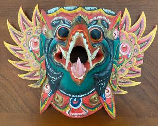 Balinese style hand carved and  painted mask 