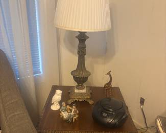 Brass lamp and end table 