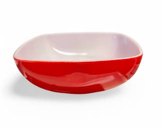 Vintage Pyrex bowl in the "Hostess" pattern, which was produced from 1956 to 1967.