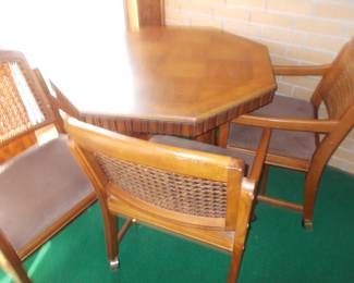 Octagon table and 3 rolling chairs