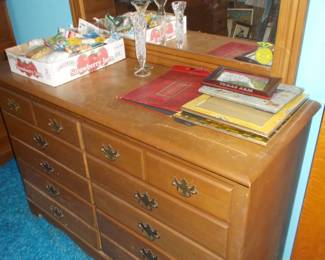 Maple dresser and mirror