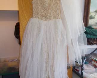 Vintage wedding dress and veil