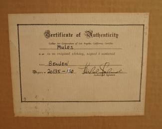 Signed Mules artist proof by Benden