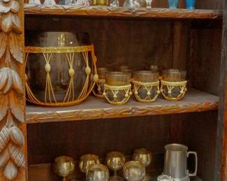 Smoky glass punch bowl set