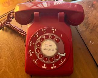 Vintage red rotary phone