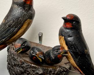 Viechtauer Hand Carved Wooden Birds - Black Forest Folk Art - Austria - Antique