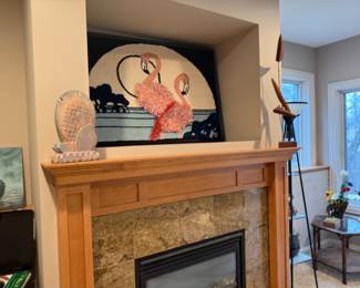 HAND HOOKED PINK FLAMINGO FRAMED RUG