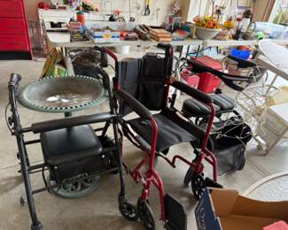 WHEELCHAIR,  WALKERS AND BIRDBATH