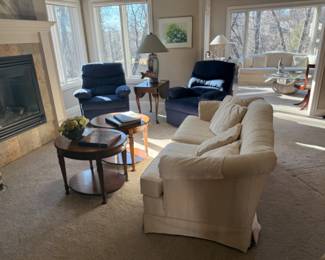 LOVESEAT, MICROFIBER RECLINERS, TABLES AND MORE