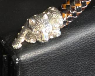Leather Clutch with Jaguar Embellishments
