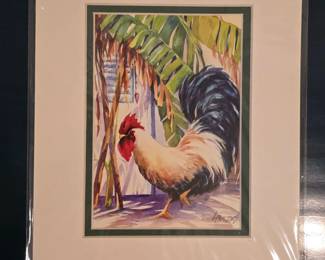"Cayman Rooster" Matted Giclee by Lois Brezinski
