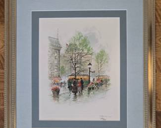 Trolleys on Broadway print 292/550 signed by G Harvey with Documentation